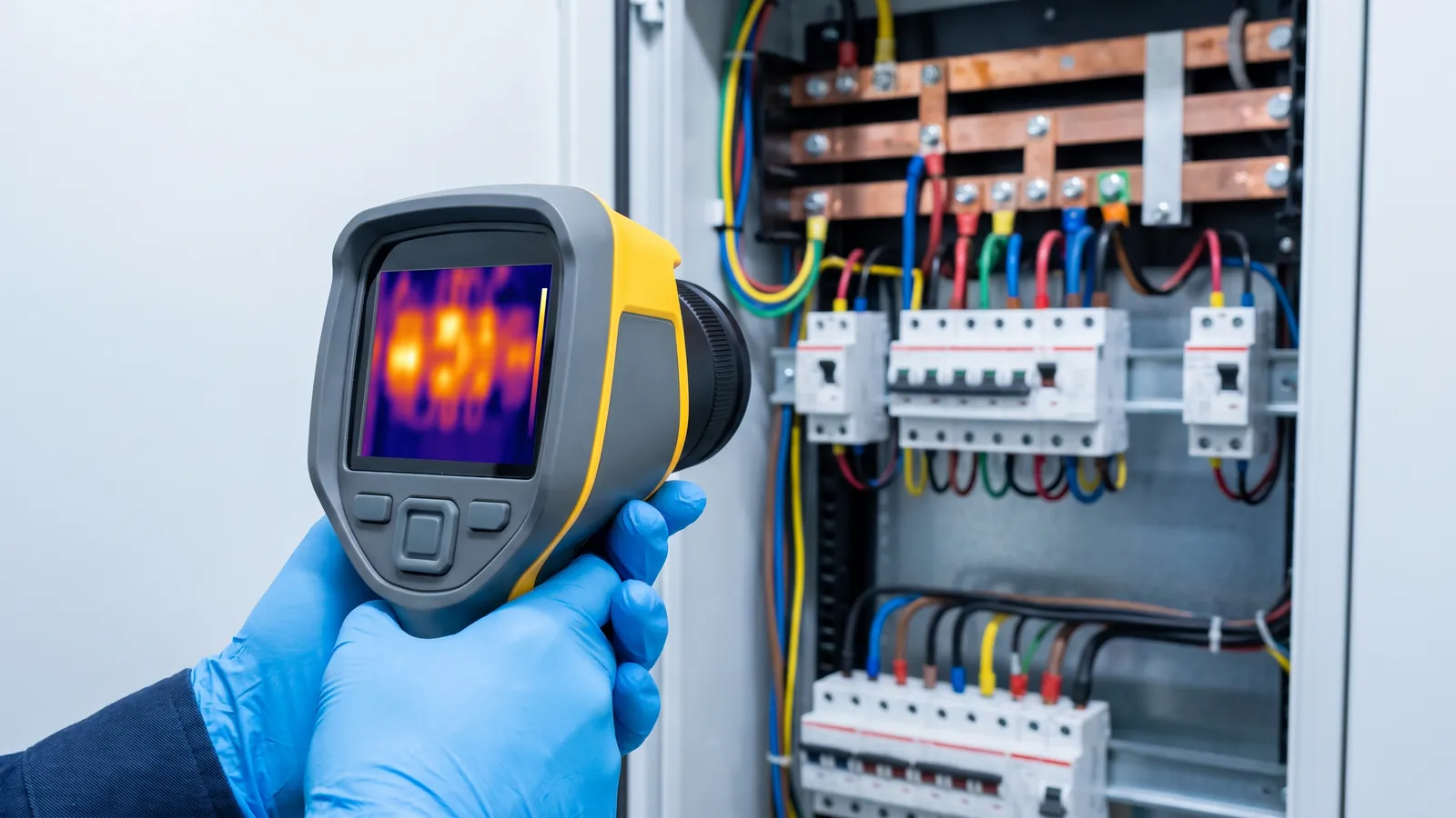 Inspección termográfica de un tablero eléctrico con cámara térmica